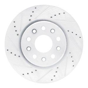 Jeep Grand Cherokee Brake Rotor (1) - Front Left - R1 Concepts - Drilled & Slotted - Silver - `22-`25
